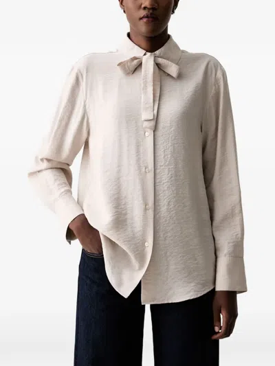 Marc O'polo Bow-detail Long-sleeve Shirt In Neutral