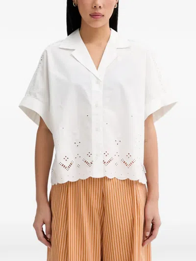 Marc O'polo Broderie-anglaise Scalloped Shirt In White
