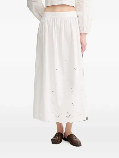 Marc O'polo Broderie-anglaise Scalloped-hem Skirt In White