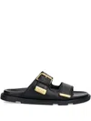 Marc O'polo Buckle-detail Leather Slides In Black