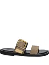 Marc O'polo Buckle-detail Suede Slides In Brown