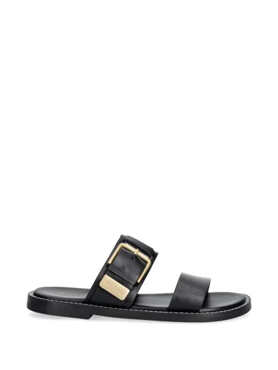 Marc O'polo Buckle-detailed Leather Sandals In Black