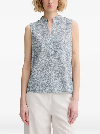Marc O'polo Butterfly-print Sleeveless Blouse In Gray