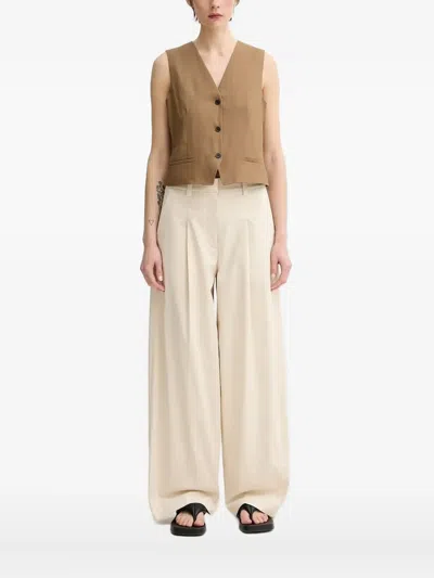 Marc O'polo Button-fastening Sleeveless Vest In Brown