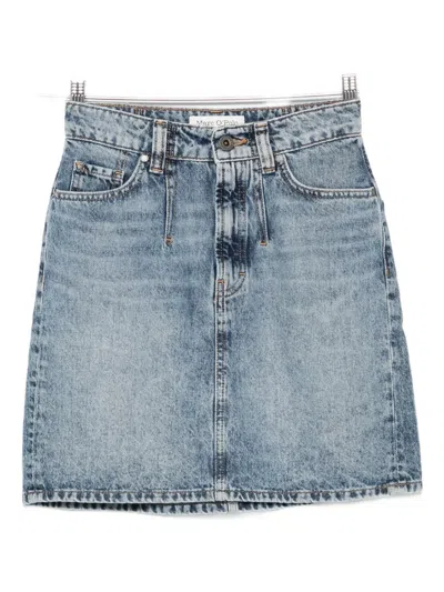 Marc O'polo Button-fly Denim Short A-line Skirt In Blue
