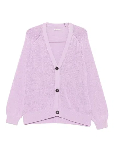 Marc O'polo Button-front Open-knit Cardigan In Purple