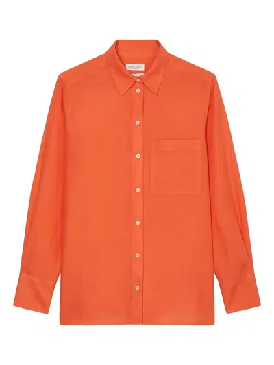Marc O'polo Button-up Long-sleeve Shirt In Orange