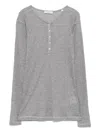 Marc O'polo Button-up Ribbed Henley Top In Gray