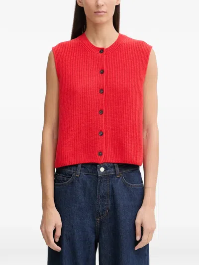 Marc O'polo Buttoned Knitted Vest In Red