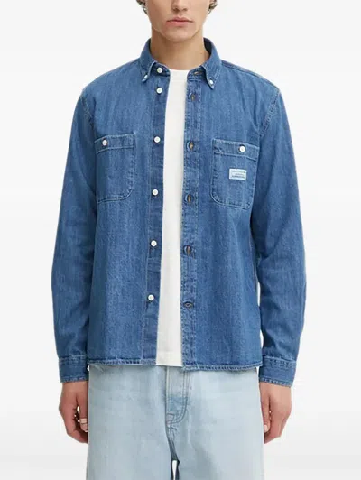 Marc O'polo Buttoned Patch-pocket Shirt In Blue