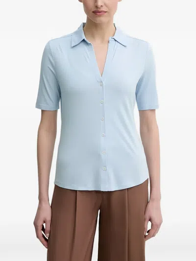 Marc O'polo Buttoned V-neck Top In Blue
