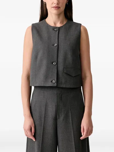 Marc O'polo Button-up Cropped Waistcoat In Multi