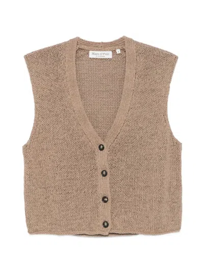 Marc O'polo Button-up Knitted Gilet In Burgundy