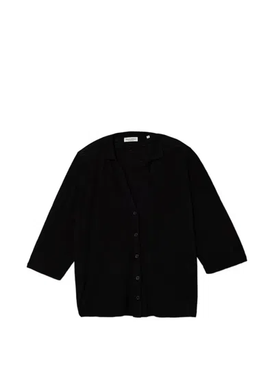 Marc O'polo Button-up Slub-texture Cardigan In Black