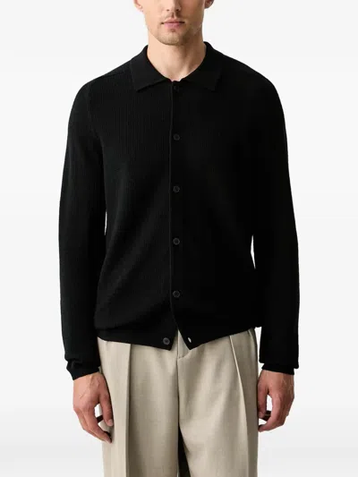 Marc O'polo Button-up Wool Cardigan In Black