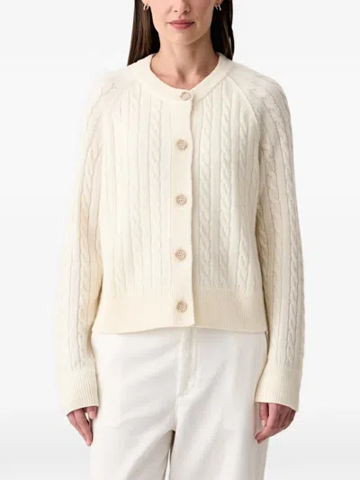 Marc O'polo Cable-knit Long-sleeve Cardigan In White