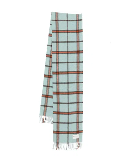 Marc O'polo Check-print Fringed Scarf In Blue