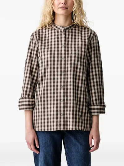 Marc O'polo Checked Collarless Shirt In Multi
