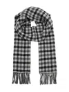 Marc O'polo Checked Fringed Scarf In Black