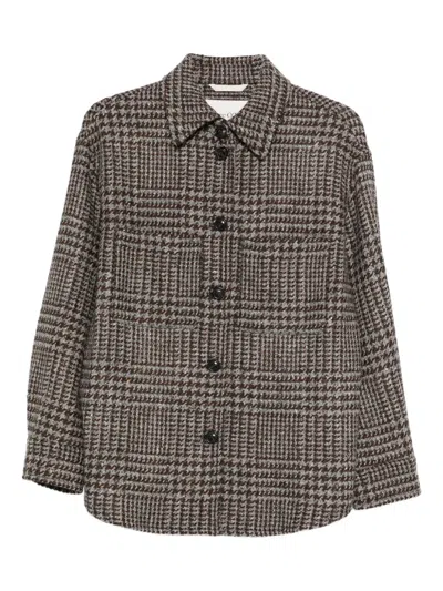 Marc O'polo Checked Overshirt In Brown