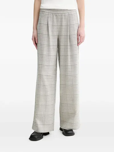 Marc O'polo Checked Pleated Trousers In Gray