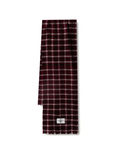 Marc O'polo Check-pattern Frayed Scarf In Red