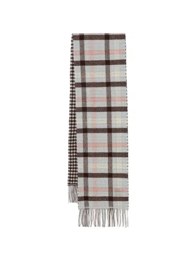 Marc O'polo Check-pattern Fringed Scarf In Brown