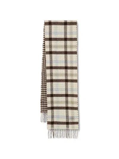 Marc O'polo Check-pattern Fringed Scarf In Multi