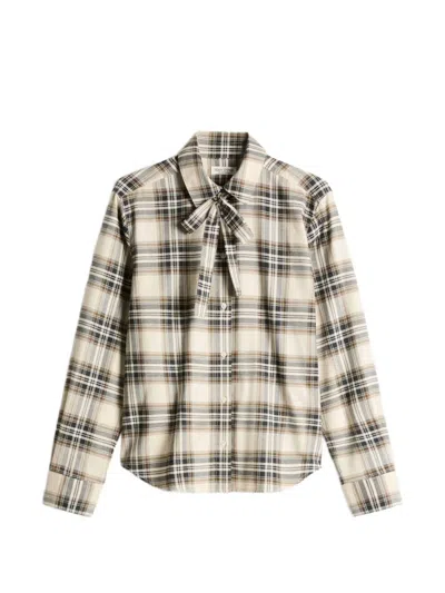 Marc O'polo Check-pattern Pussy-bow Blouse In Neutral