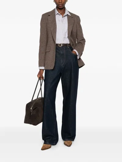 Marc O'polo Check-pattern Single-breasted Blazer In Brown