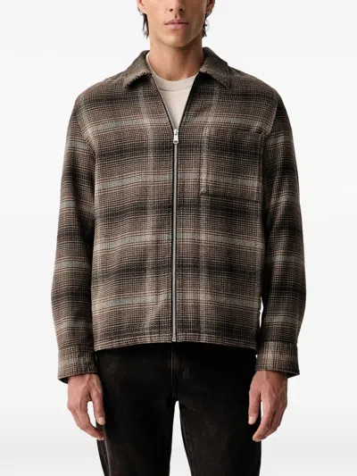 Marc O'polo Check-pattern Zip-up Jacket In Brown