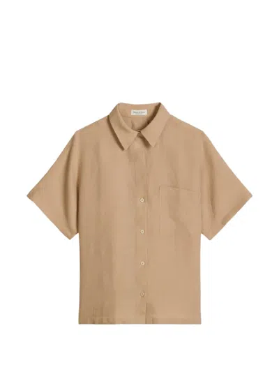 Marc O'polo Chest-pocket Short-sleeve Blouse In Neutral