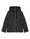 Marc O'polo Chevron-quilted Hooded Jacket In Black
