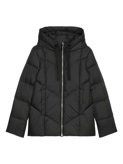 Marc O'polo Chevron-quilted Hooded Jacket In Black
