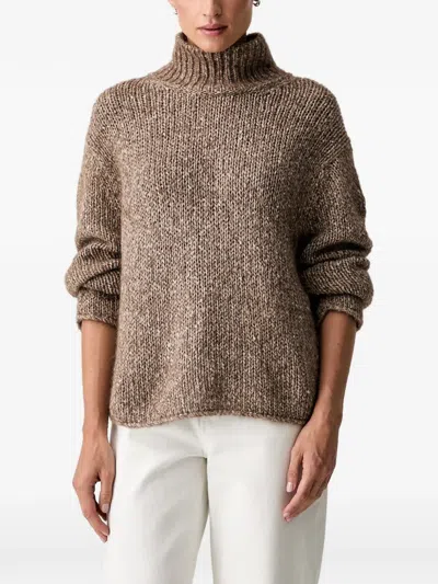 Marc O'polo Chunky-knit High-neck Sweater In Brown