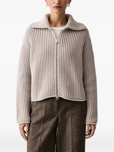 Marc O'polo Chunky-knit Zip-up Cardigan In Yellow