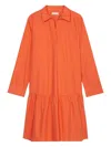 Marc O'polo Collared Tiered Dress In Orange