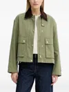 Marc O'polo Corduroy Shirt Collar Utilitarian Jacket In Green