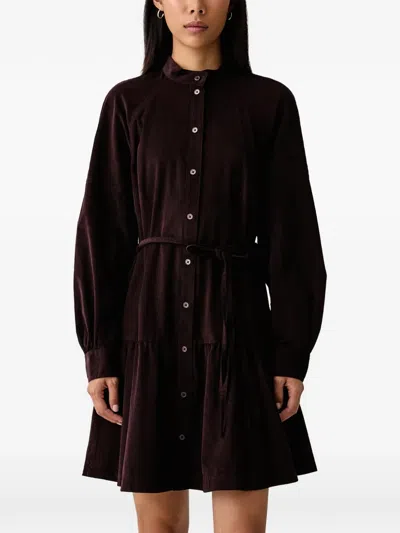 Marc O'polo Corduroy Tiered Mini Dress In Brown