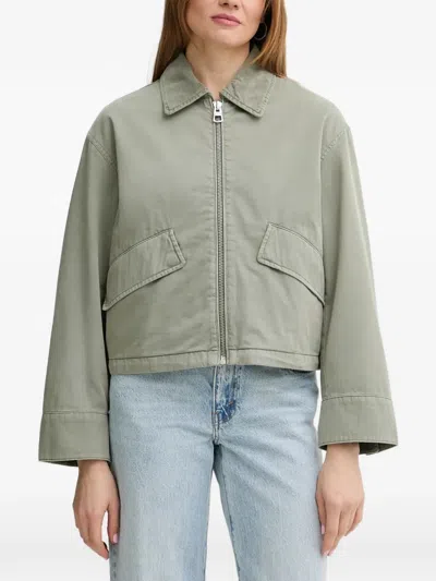 Marc O'polo Corduroy-collar Zip-up Jacket In Green