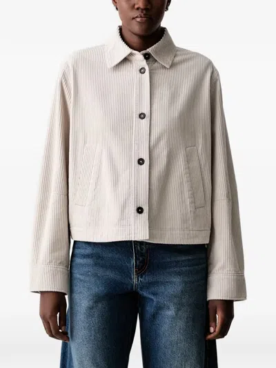 Marc O'polo Corduroy-texture Button-front Jacket In Neutral