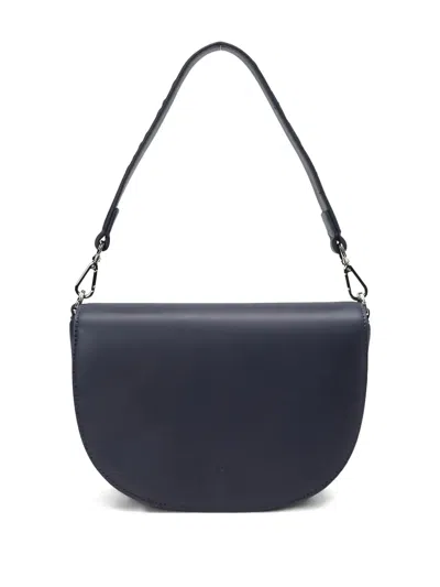 Marc O'polo Crescent-shaped Leather Shoulder Bag In Blue