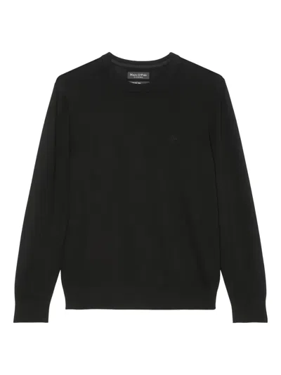 Marc O'polo Crew-neck Knitted Sweater In Black