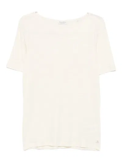 Marc O'polo Crew Neck Short-sleeve Top In Neutral