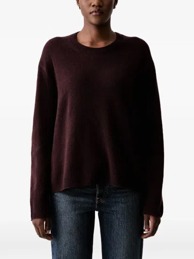 Marc O'polo Crew-neck Knitted Sweater In Burgundy