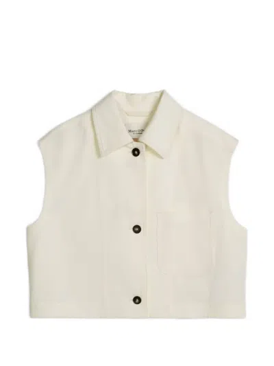 Marc O'polo Cropped Button-up Vest In White