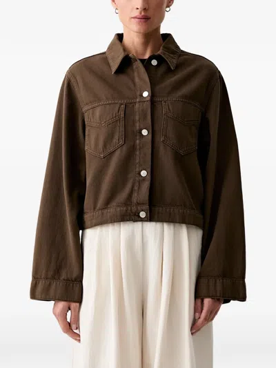Marc O'polo Cropped Flap-pocket Jacket In Brown