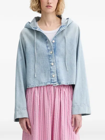 Marc O'polo Cropped Hooded Denim Jacket In Blue