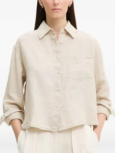 Marc O'polo Cropped Linen Shirt In Neutral