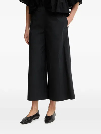 Marc O'polo Cropped Wide-leg Trousers In Black
